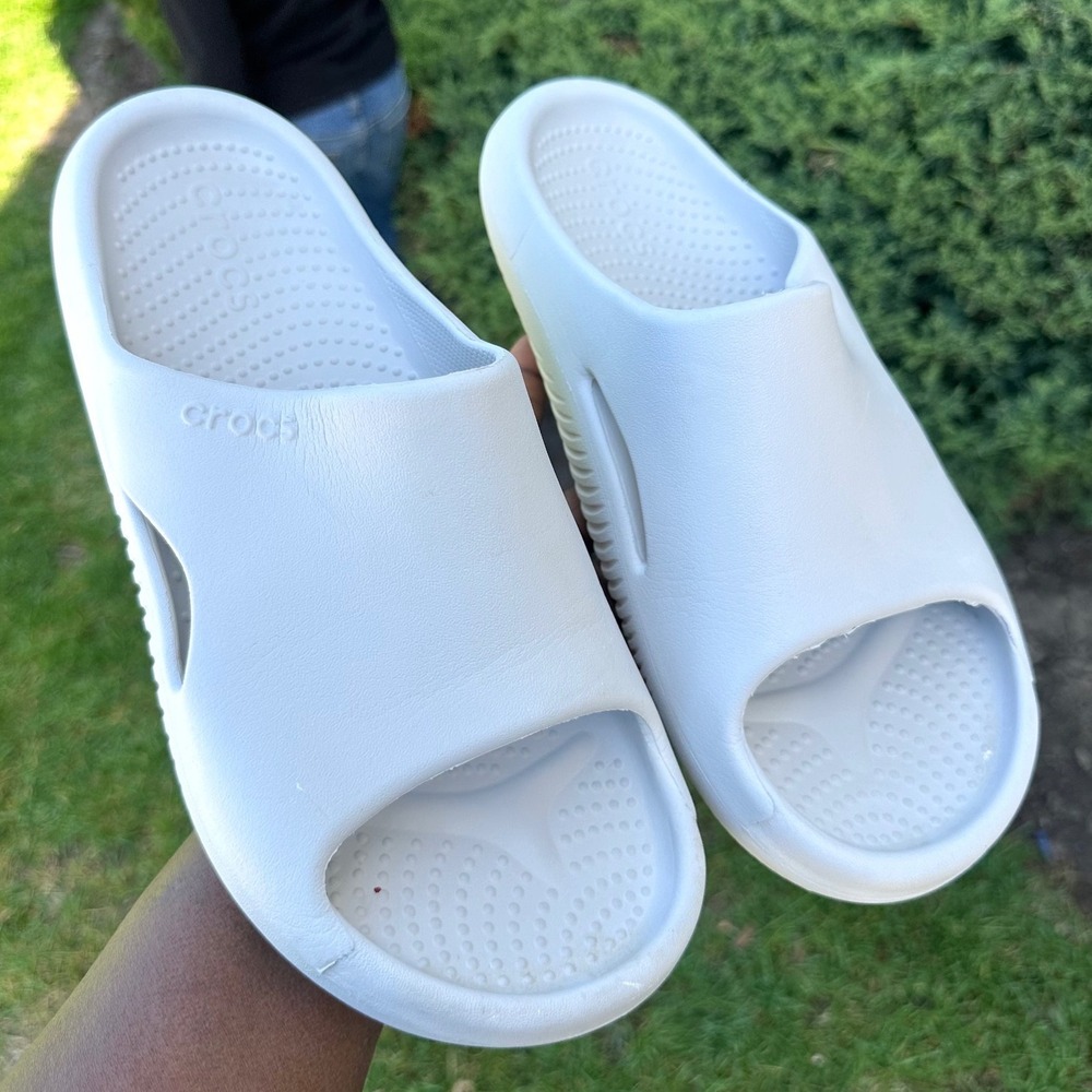 Crocs Mellow Recovery Slides Unisex Size M8 W10 Comfort Sandals Color Bone - Picture 10 of 11